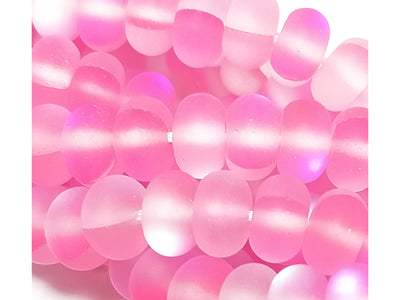 Pink Rondelle Natural Aura Glass Beads