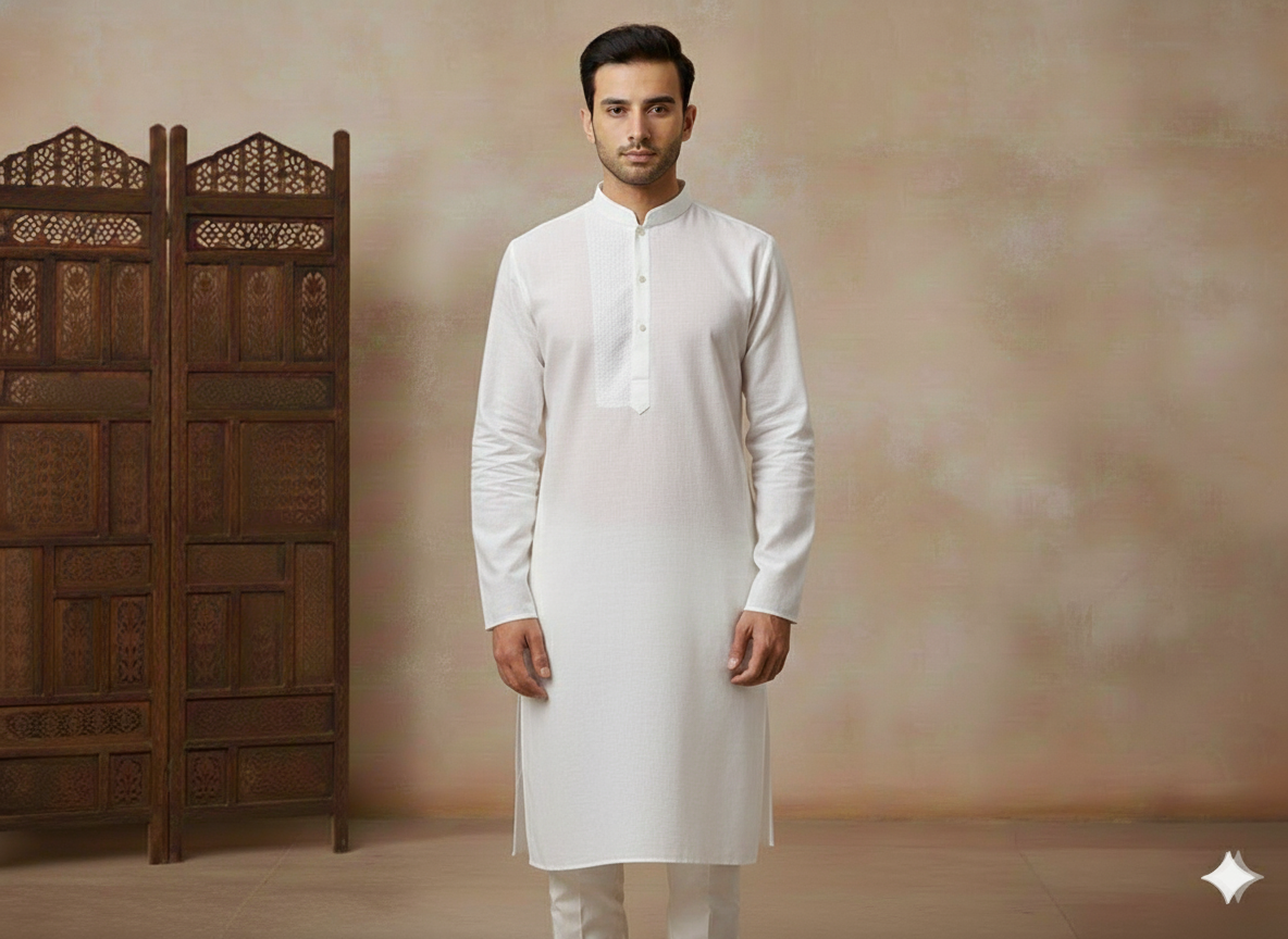 ऑफ-व्हाइट प्लेन कॉटन लिनन फ़ैब्रिक