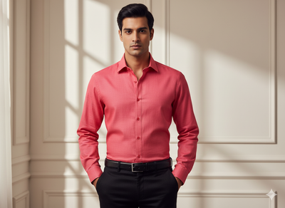 हल्का गहरा लाल सादा ग्लेज्ड कॉटन कपड़ा