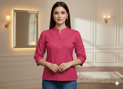 हल्का गहरा लाल सादा ग्लेज्ड कॉटन कपड़ा (थोक)