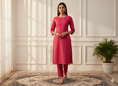 हल्का गहरा लाल सादा ग्लेज्ड कॉटन कपड़ा (थोक)