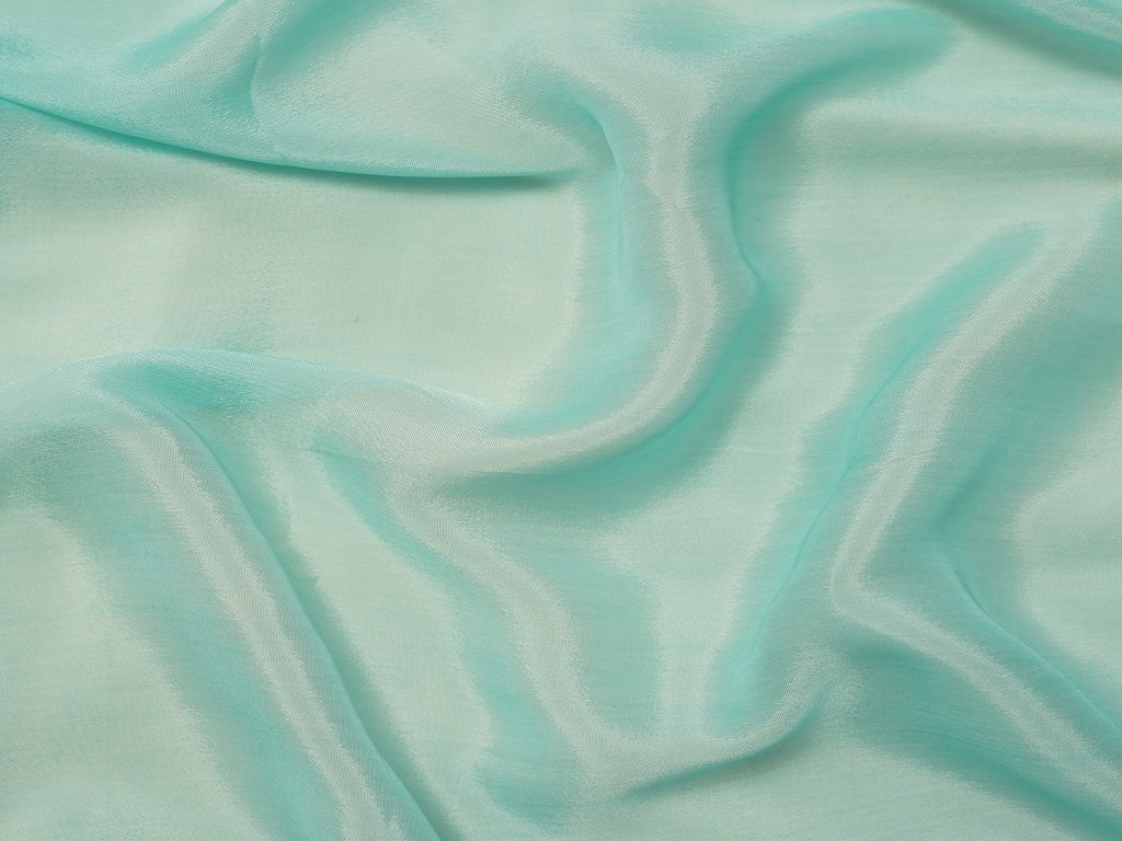 Turquoise Plain Viscose Chinon Chiffon Fabric (Wholesale)