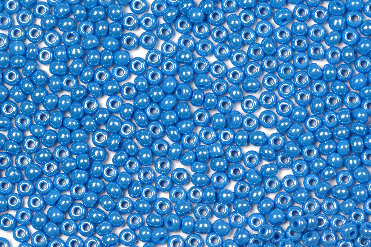 Shiny Azure Blue Opaque Preciosa Luster Seed Beads