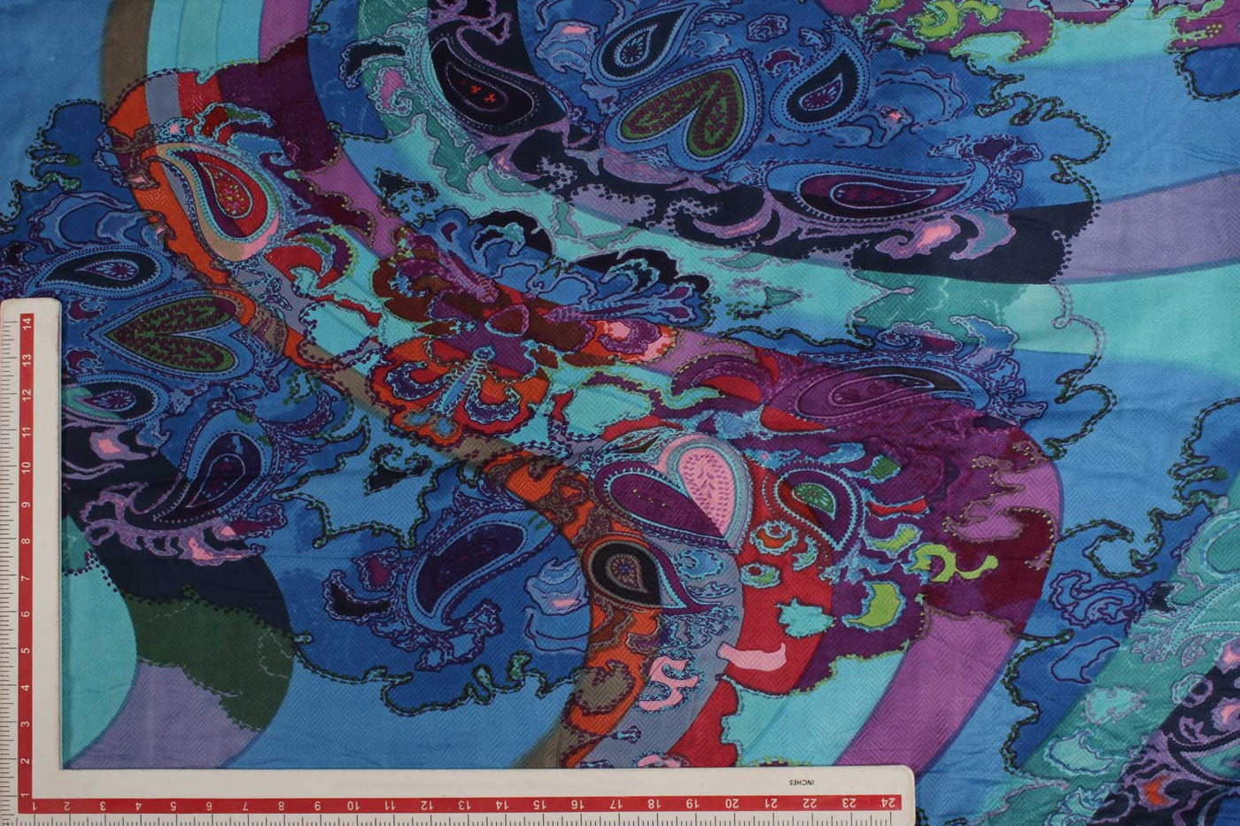 Multicolor Abstract Rayon Fabric