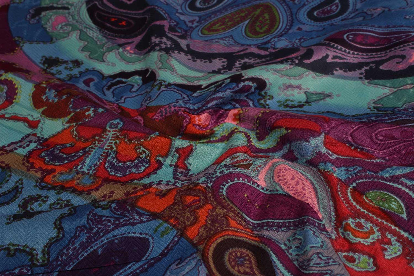 Multicolor Abstract Rayon Fabric