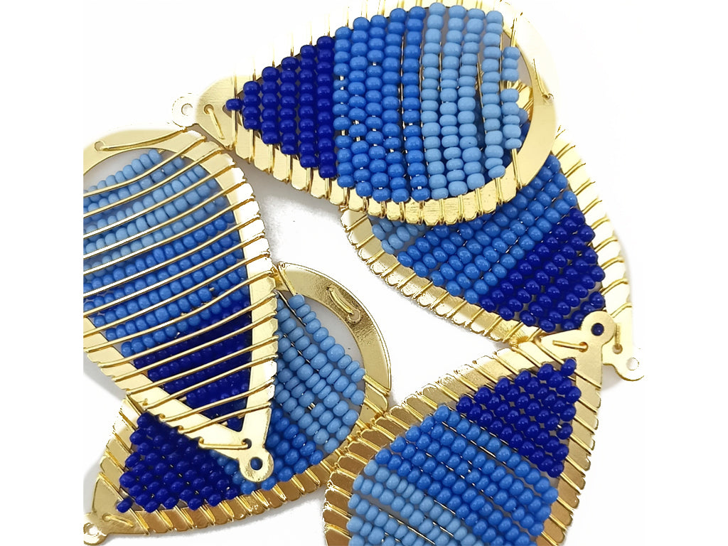 Blue Drop Metal Frame Beads