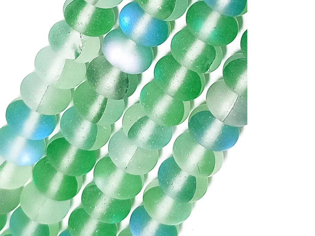 Green Rondelle Natural Aura Glass Beads