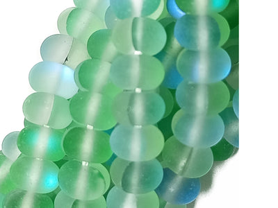 Green Rondelle Natural Aura Glass Beads