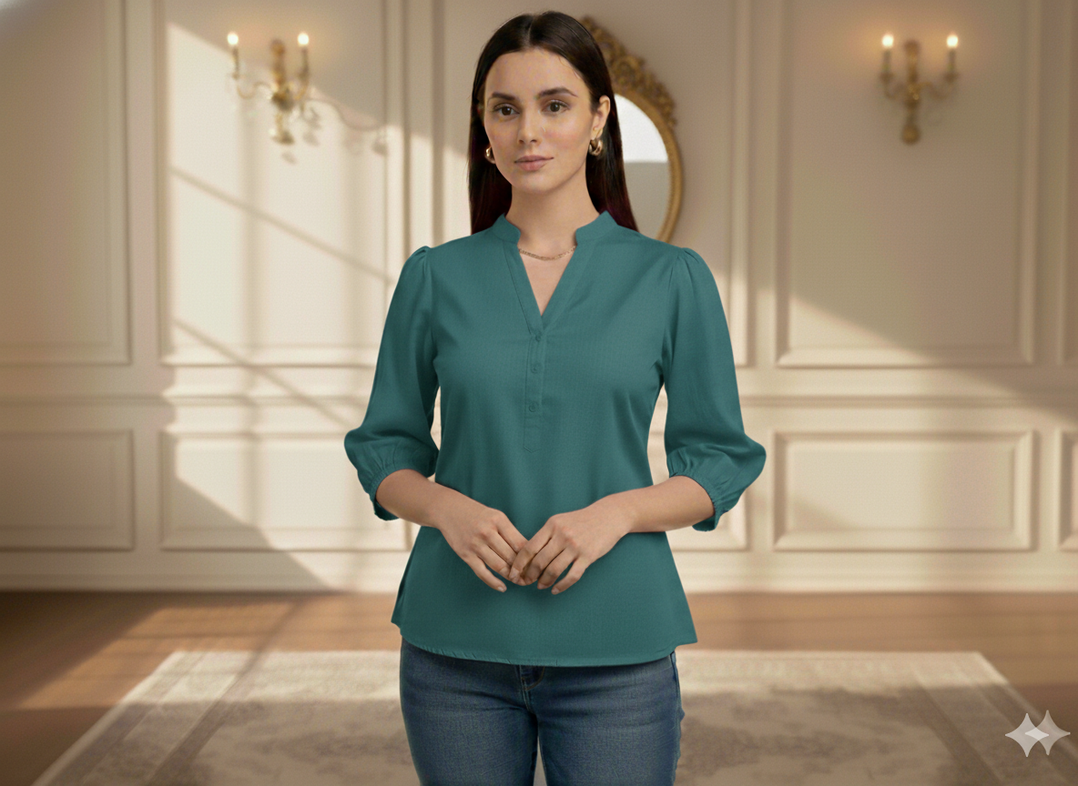 फ़ारसी हरा सादा ग्लेज्ड कॉटन फ़ैब्रिक (थोक)