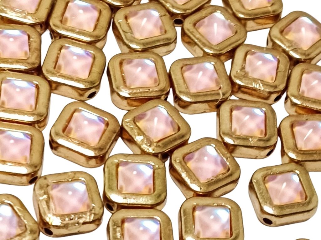 Peach  Square Metal Charms