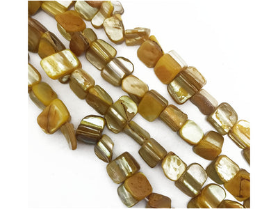 Mustard Rectangular Uneven Shell Beads