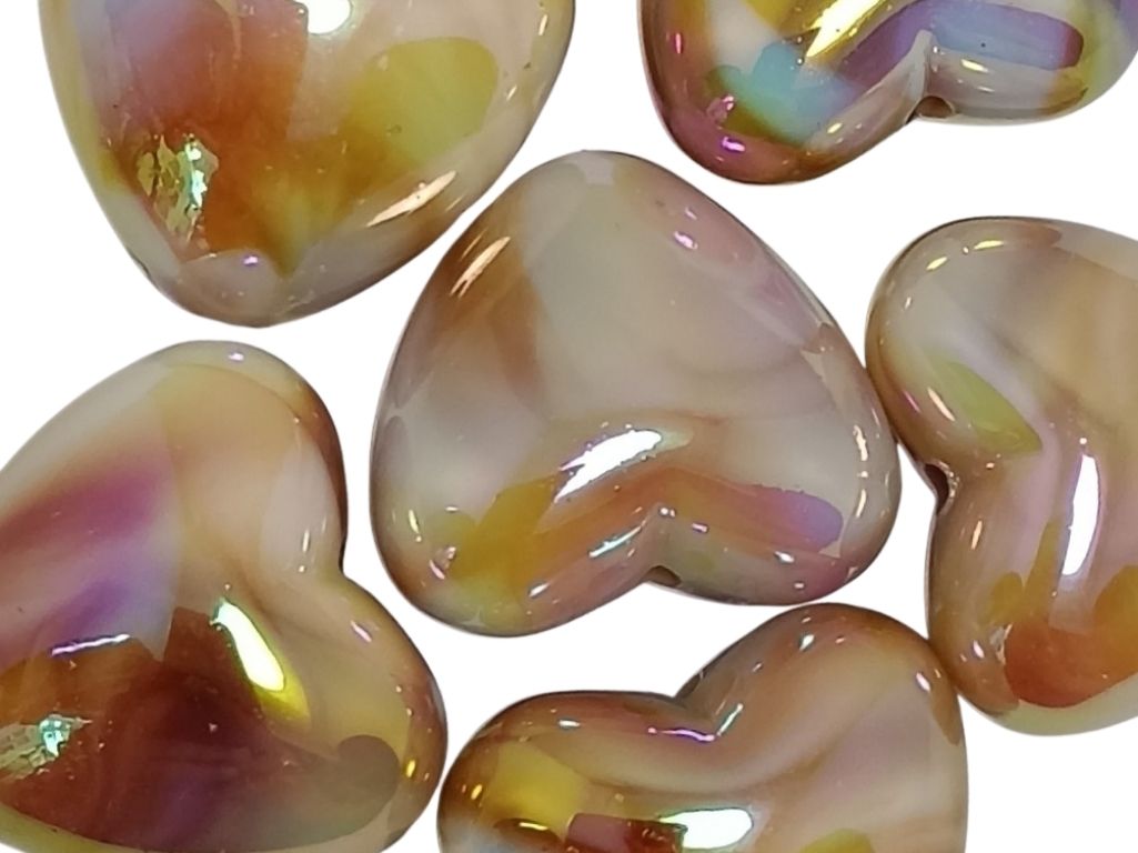 Candy Brown Rainbow Glossy Heart Shaped Acrylic Beads