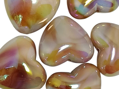 Candy Brown Rainbow Glossy Heart Shaped Acrylic Beads