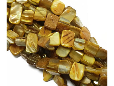 Mustard Rectangular Uneven Shell Beads