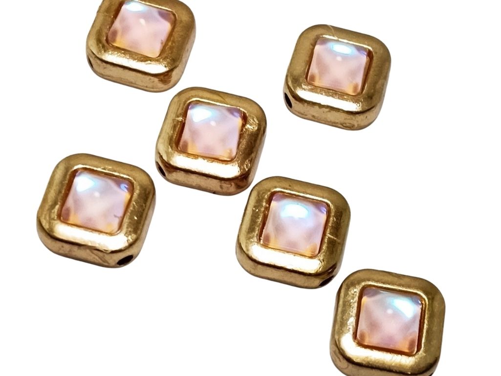Peach  Square Metal Charms