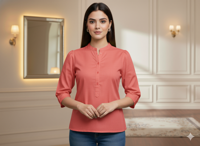 ईंट लाल सादा ग्लेज्ड कॉटन कपड़ा (थोक)