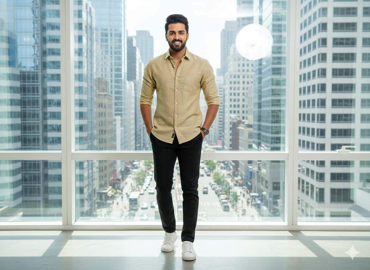 सैंड ब्राउन कॉटन लिनन फ़ैब्रिक