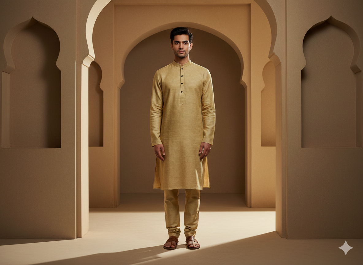 सैंड ब्राउन कॉटन लिनन फ़ैब्रिक