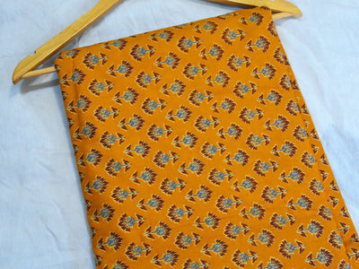 Mustard Yellow Floral Pure Cotton Fabric