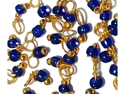 Dark Blue & Golden Glass Loreal Beads With Hook