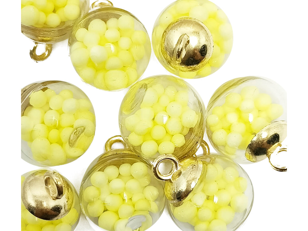 Yellow Spherical Acrylic Beads With Hook