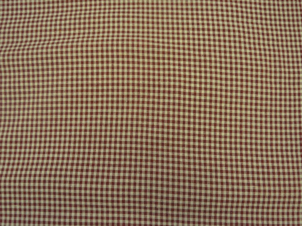 Maroon Checks Yarns Dyed Pure Cotton Fabric