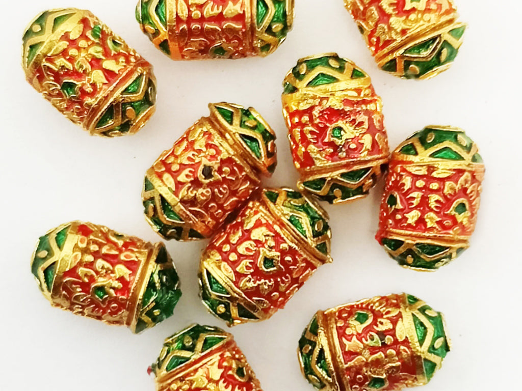 Multicolor Cylindrical Meena Kundan Stones