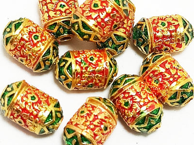 Multicolor Cylindrical Meena Kundan Stones