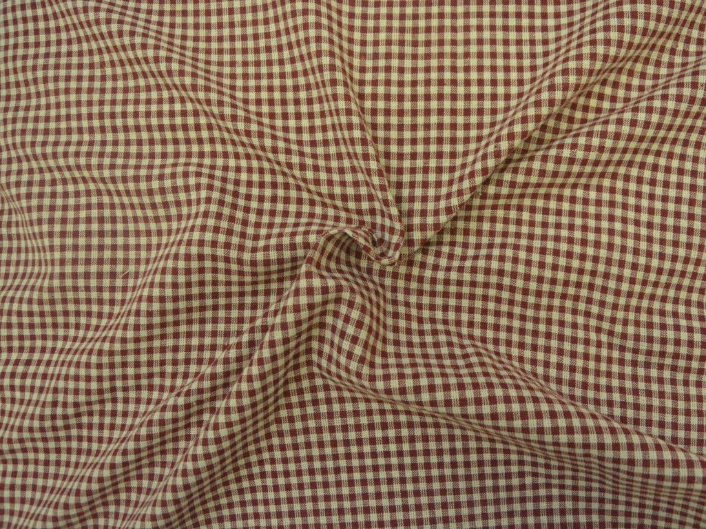 Maroon Checks Yarns Dyed Pure Cotton Fabric