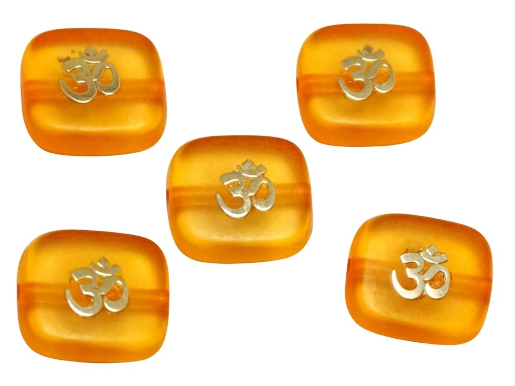 Orange Rectangular Resign Om Charms