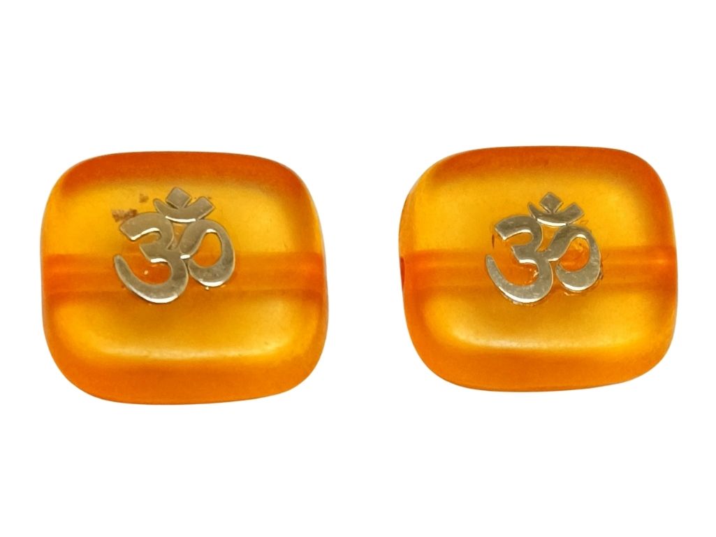 Orange Rectangular Resign Om Charms