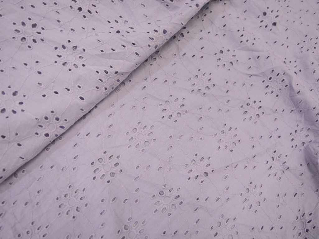 Pale Lavender Cotton Hakoba Embroidered Fabric