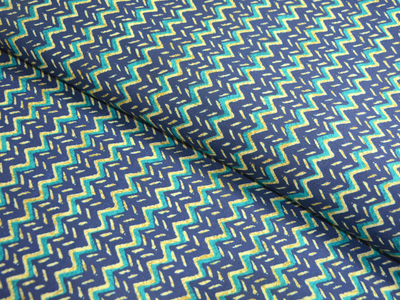 Multicolor Zigzag Printed Semi Pashimna Woolen Fabric