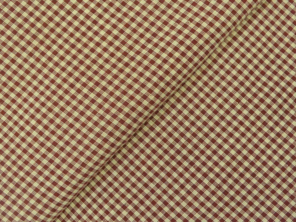 Maroon Checks Yarns Dyed Pure Cotton Fabric