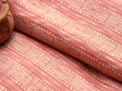 Coral Orange Stripes Soft Cotton Muslin Fabric