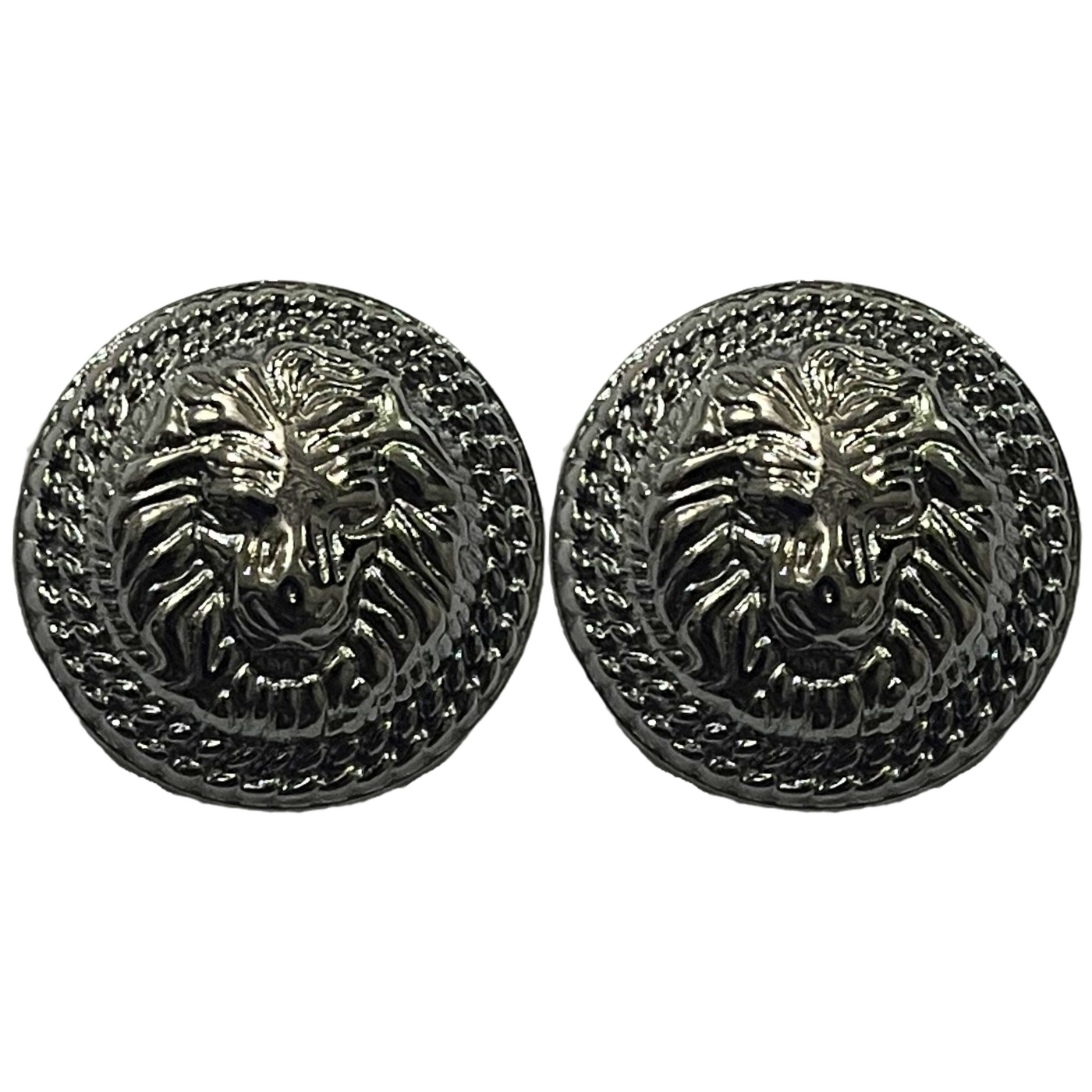 Gray Color Lion Face Shape 1 Hole Designer Round Metal Buttons