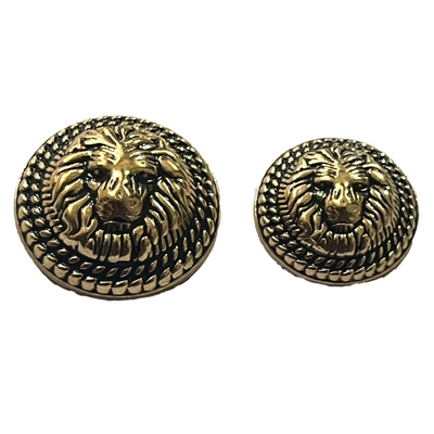 Black & Golden Fearless Lion Face Shaped 1 Hole Round Metal Buttons