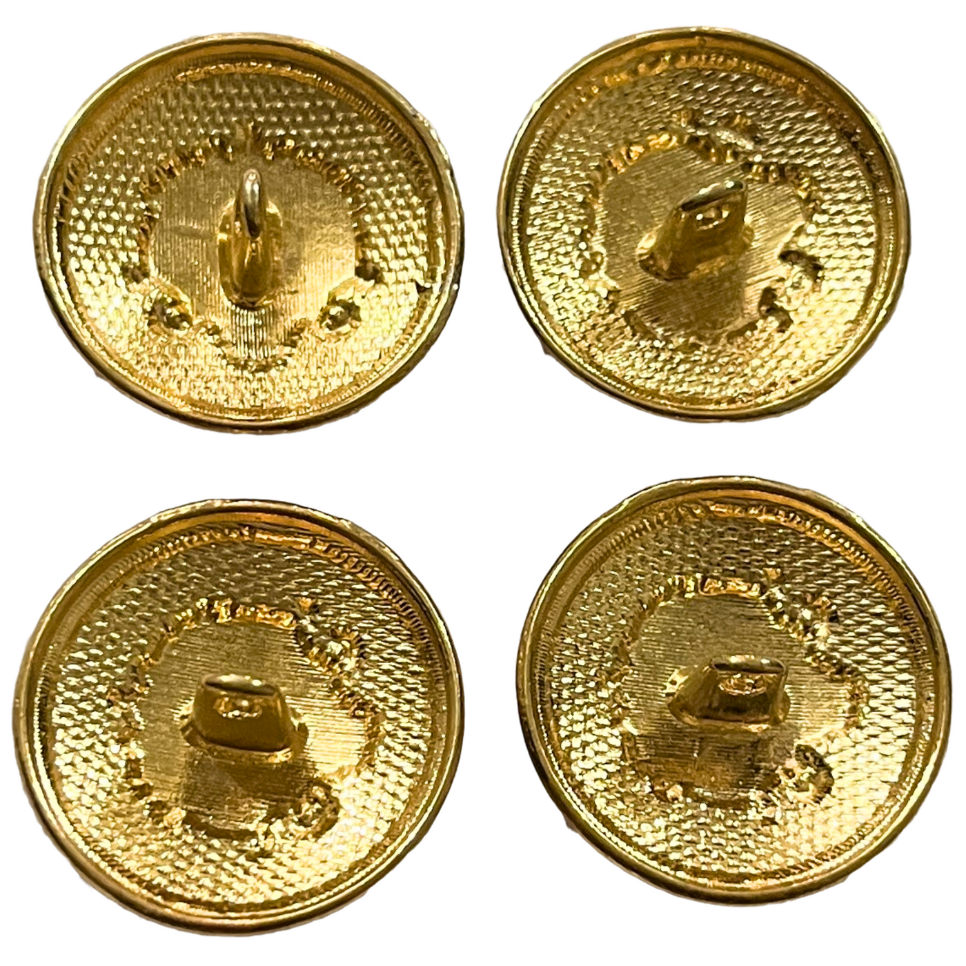 White & Golden King & Queen Singhasan Designer Round 1 Hole Metal Buttons