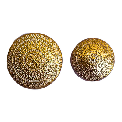 White & Golden Color Elegant Traditional Designer Round 1 Hole Metal Buttons