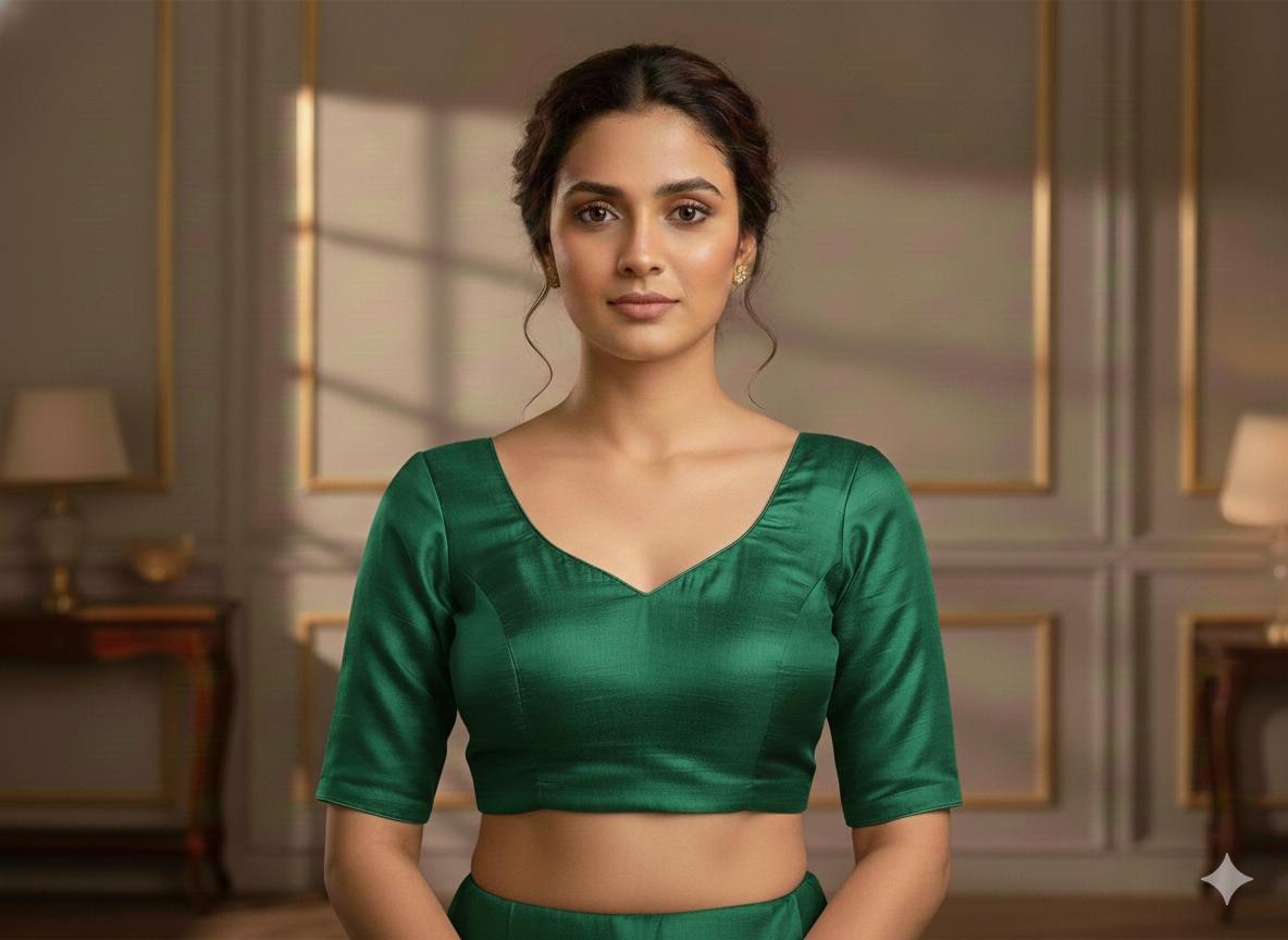 Bottle Green Plain Bangalore Raw Silk Fabric  (Wholesale)