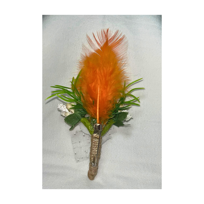 White & Orange Faux Feather Flower Brooch ( Wholesale )