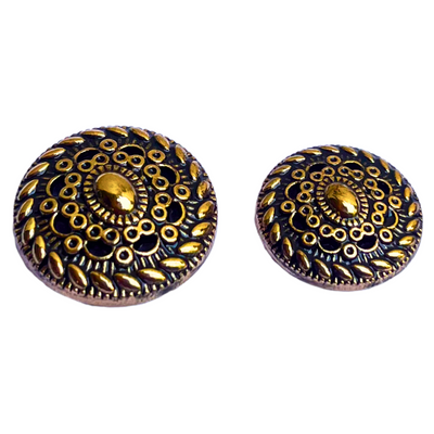 Golden & Black Color Round Desginer 1 Hole Metal Buttons