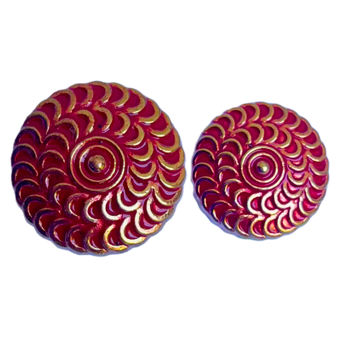 Red & Golden Color Elegant Traditional Designer Round 1 Hole Metal Buttons