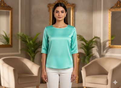 Baby Blue Plain Malai Satin Fabric