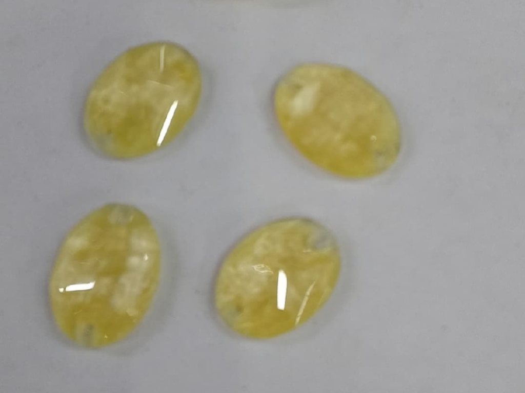 Light Yellow Oval 2 Hole Glass Stones