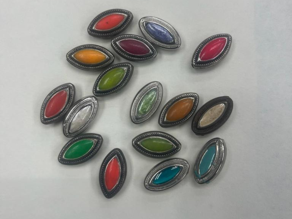 Multicolor Eye Designer Plastic Beads with Enamel and Silver Side Frame