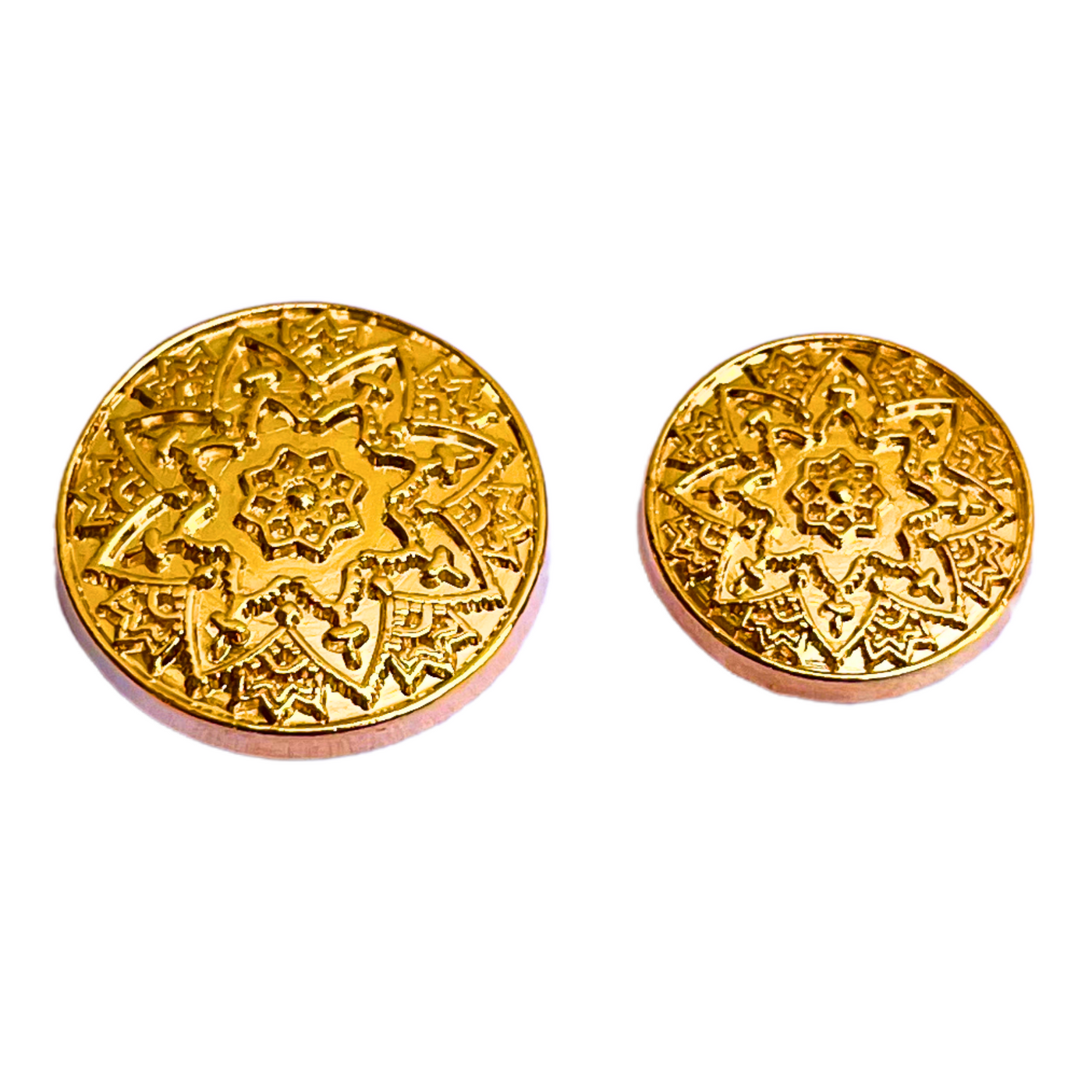 Pure Golden Color Meenakari Design Round 1 Hole Metal Buttons