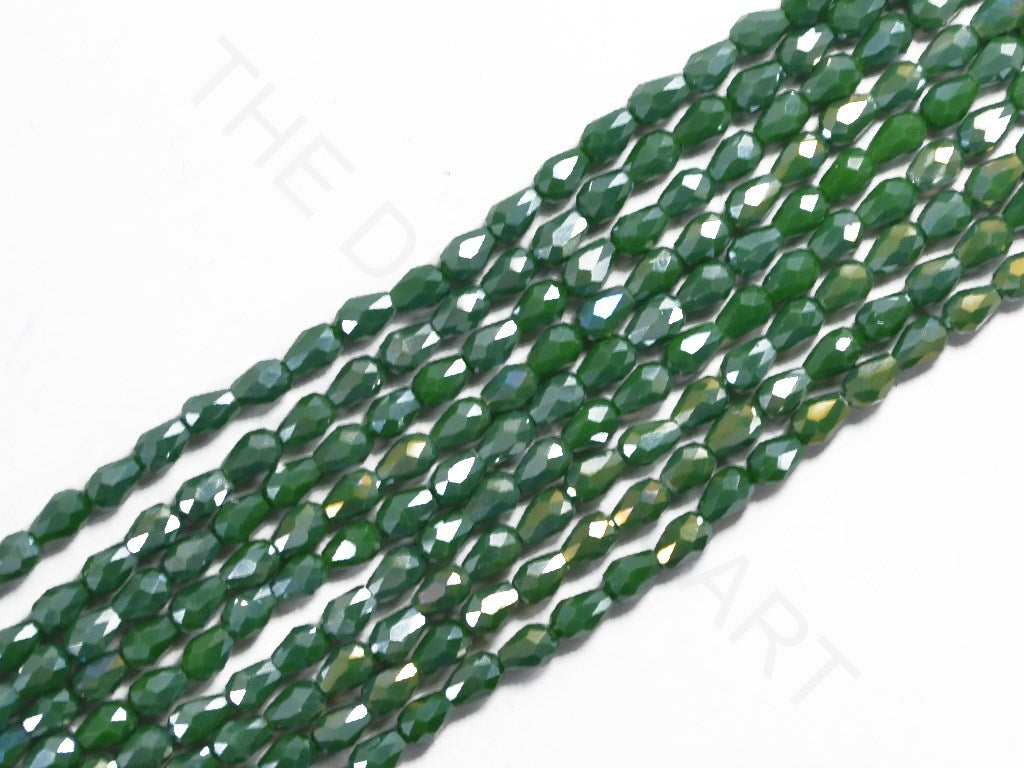 Lustrous Dark Green Opaque Drop / Briolette Crystal Beads | The Design Cart (4079157346338)