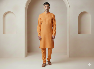 नारंगी पीला सादा सूती लिनन कपड़ा