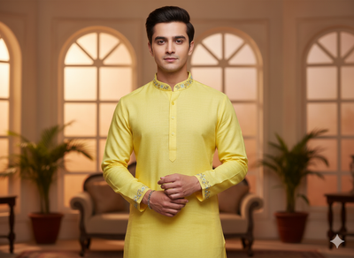 चमकीले पीले रंग का शुद्ध लिनन कपड़ा - 60 ली